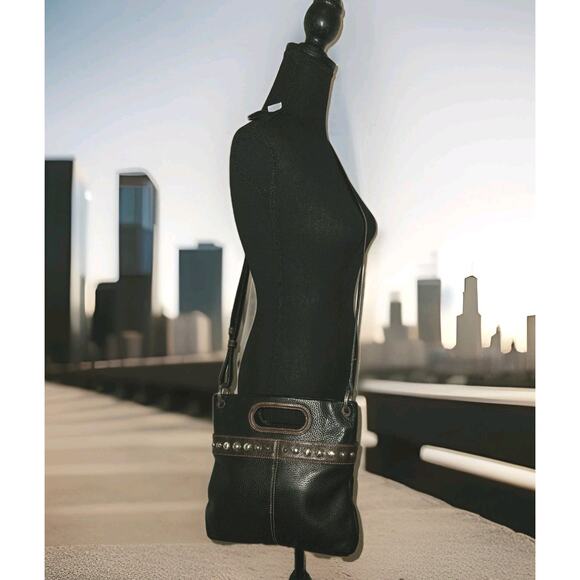 Brighton Crossbody Black W/Studded Detail 10.25x10 - Picture 1 of 11